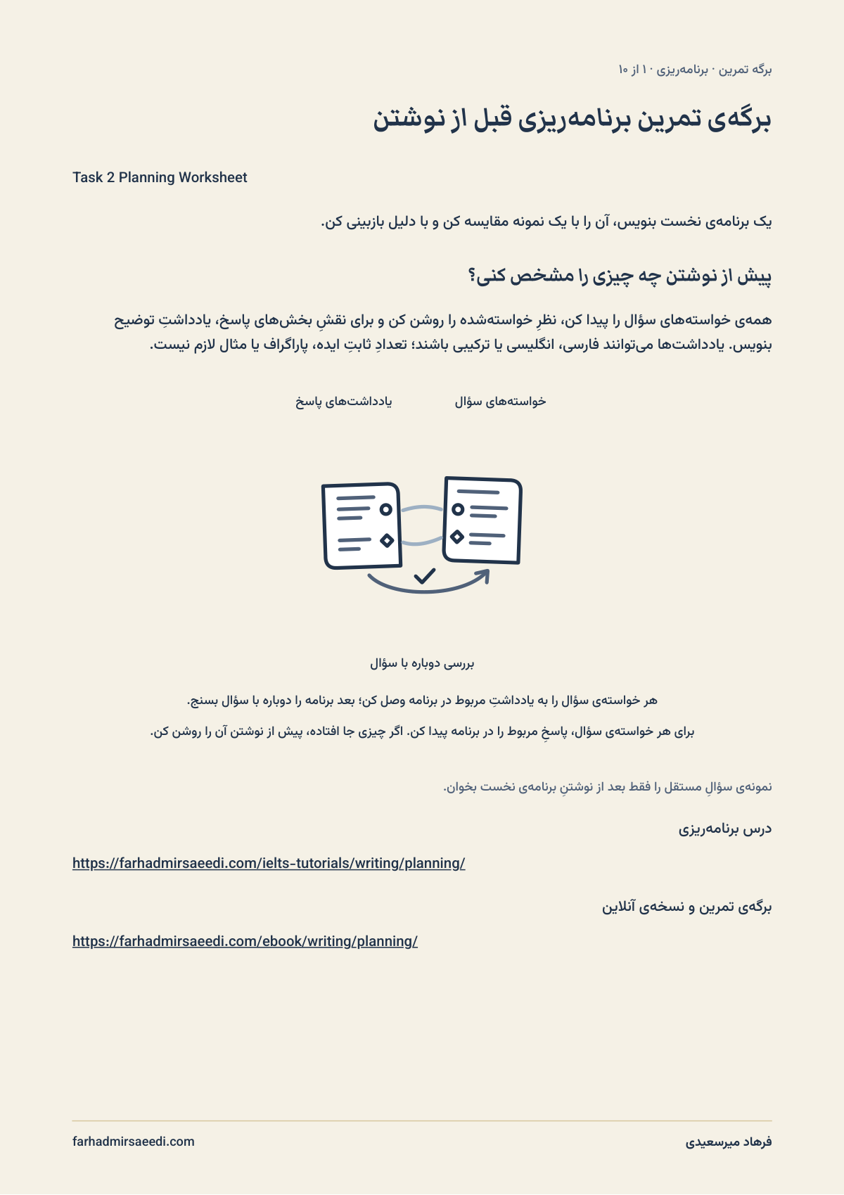 صفحهی اولِ برگهی تمرین برنامهریزی Task 2